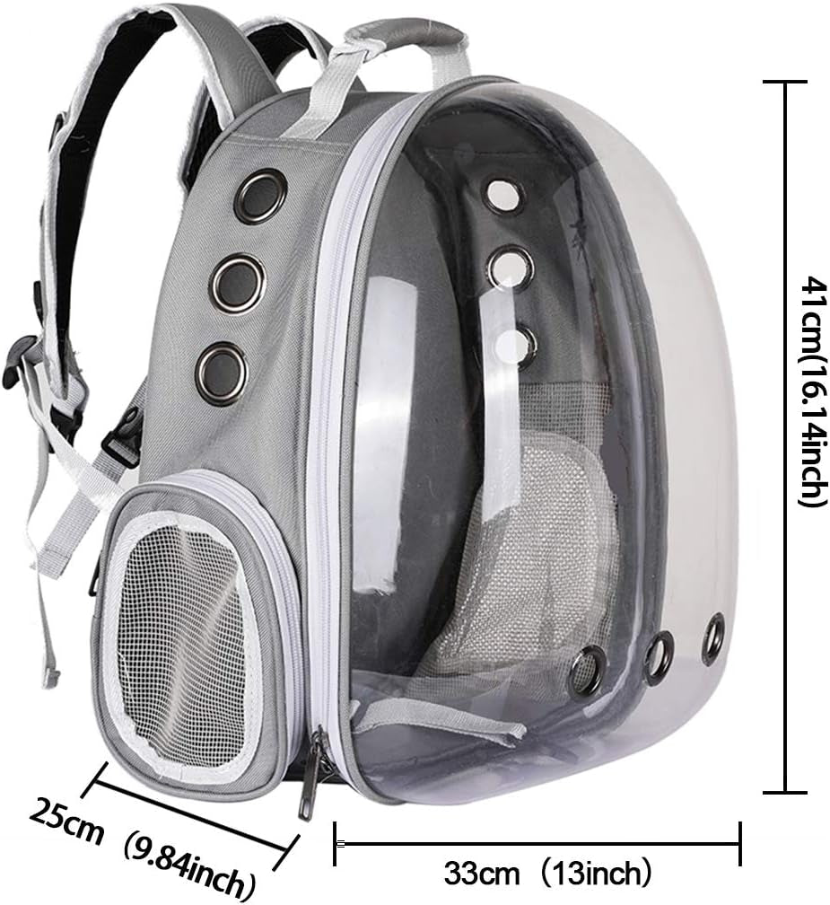 Pet Carrier, Cat/Dog Bubble Backpack, Pet Travel Bag, Small Space Pet Capsule,Airline-Approved Ventilate Transparent Capsule Backpack for Travel and Outdoor Use (Grey)