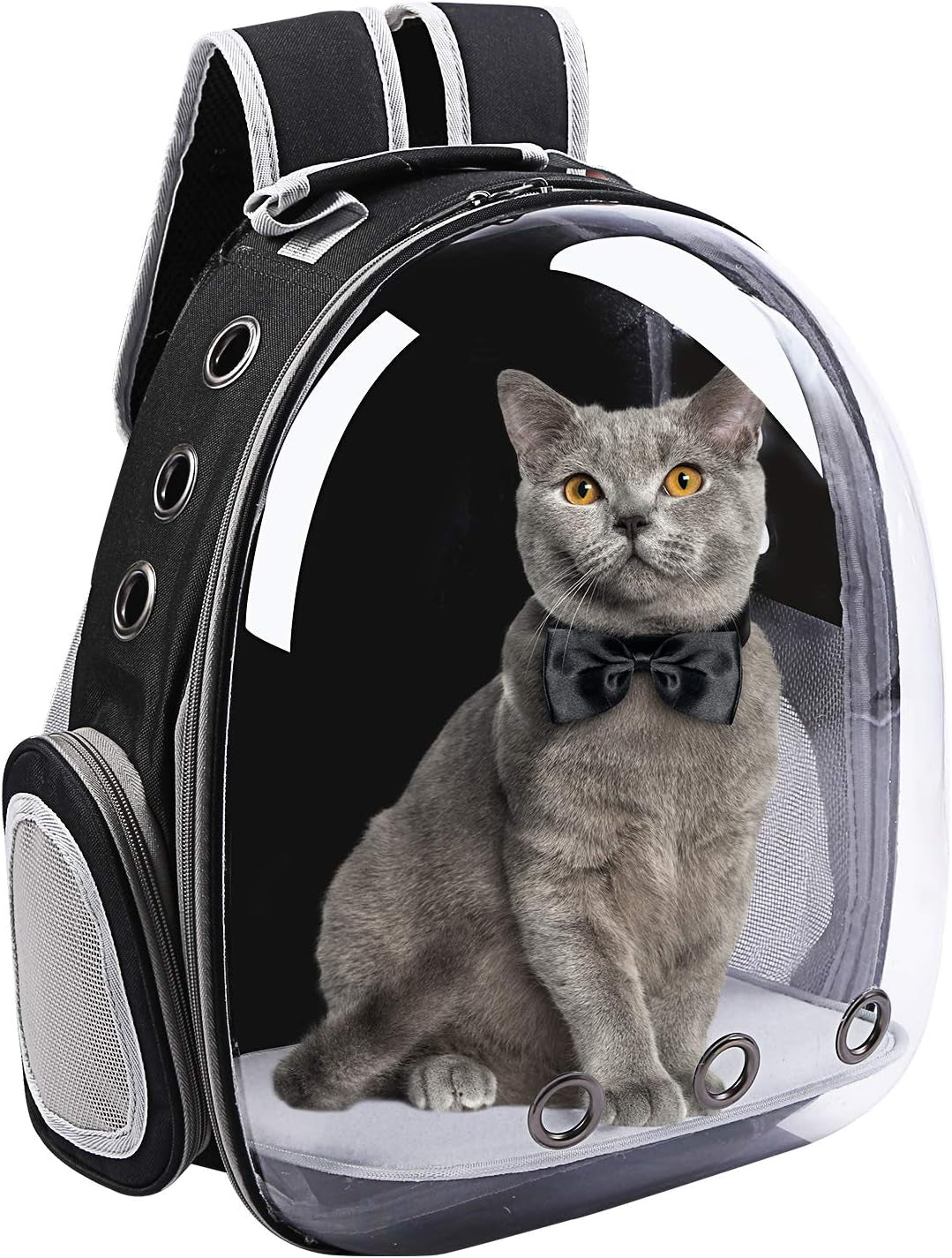 Cat Backpack Carrier Bubble Bag,Small Dog Backpack Carrier for Puppies or Rabbit,Space Capsule Pet Carrier Backpacks Airline Approved for Travel Outdoor Use,Black