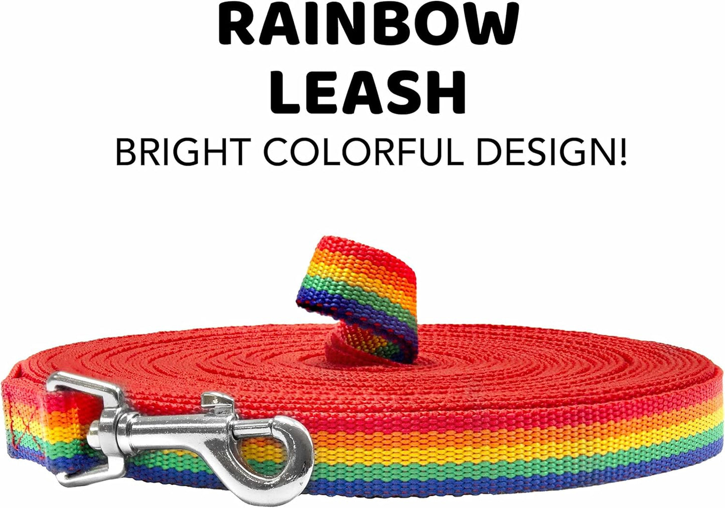 - Long Dog Leash - Dog Training Leash - Recall & Obedience Dog Training Tools - Nylon - 30 Ft - Rainbow Dog Leash