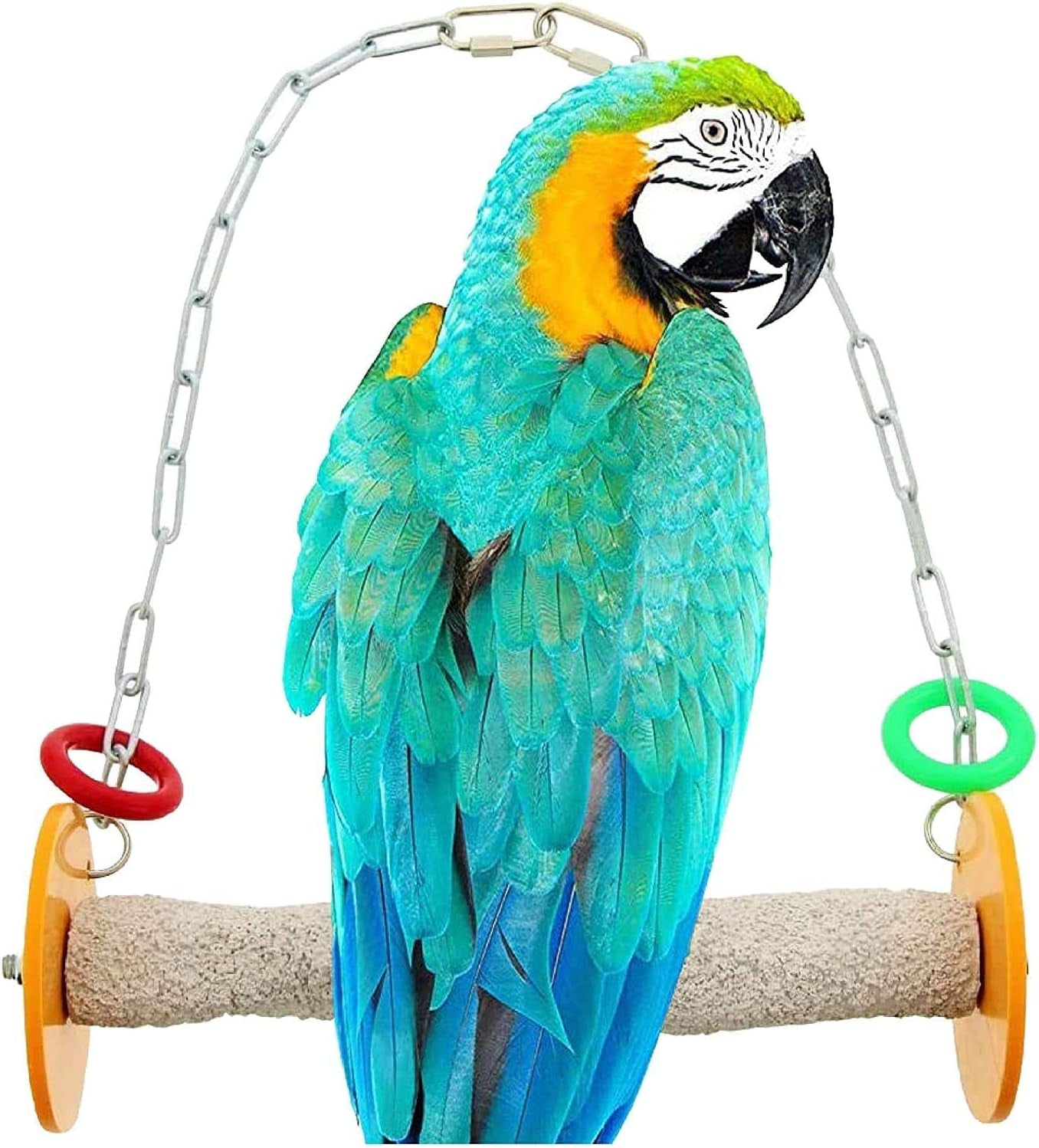 Roll Bird Swing - Pumice Perch Bird Toys Trims Nails and Beaks, Safe and Non-Toxic Bird Cage Accessories for Small and Large Birds, Swinging Toys Birds Will Love, Medium 9 Inches