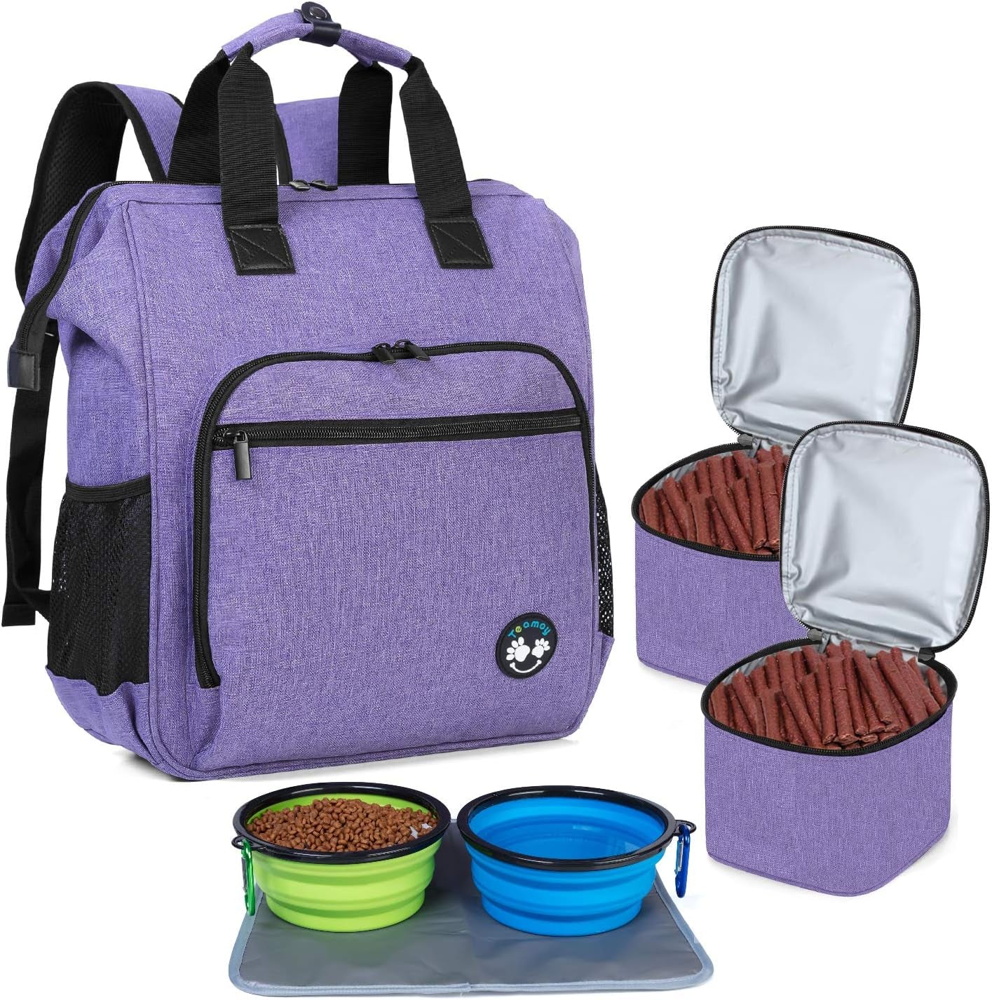 Dog Travel Backpack Pet Supplies Tote Bag Weekend Dog Backpack, Airline Approved Tote Organizer for Dogs and Cats with Multi-Function Pockets, Purple