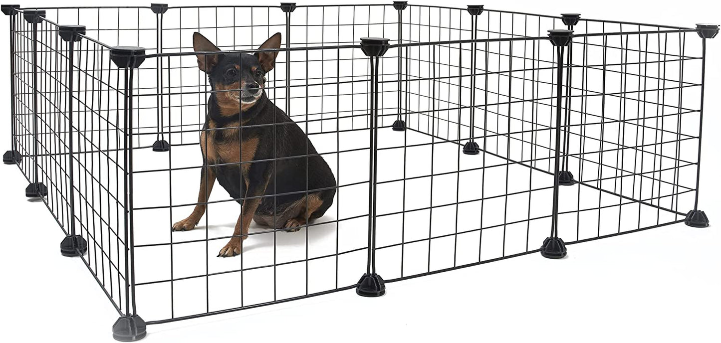 Small Animal Playpen, Small Animal Cage for Indoor Outdoor Use, Portable Metal Wire Yard Fence for Small Animal, Guinea Pigs, Bunny, Turtle, Hamster (11.8X11.8)