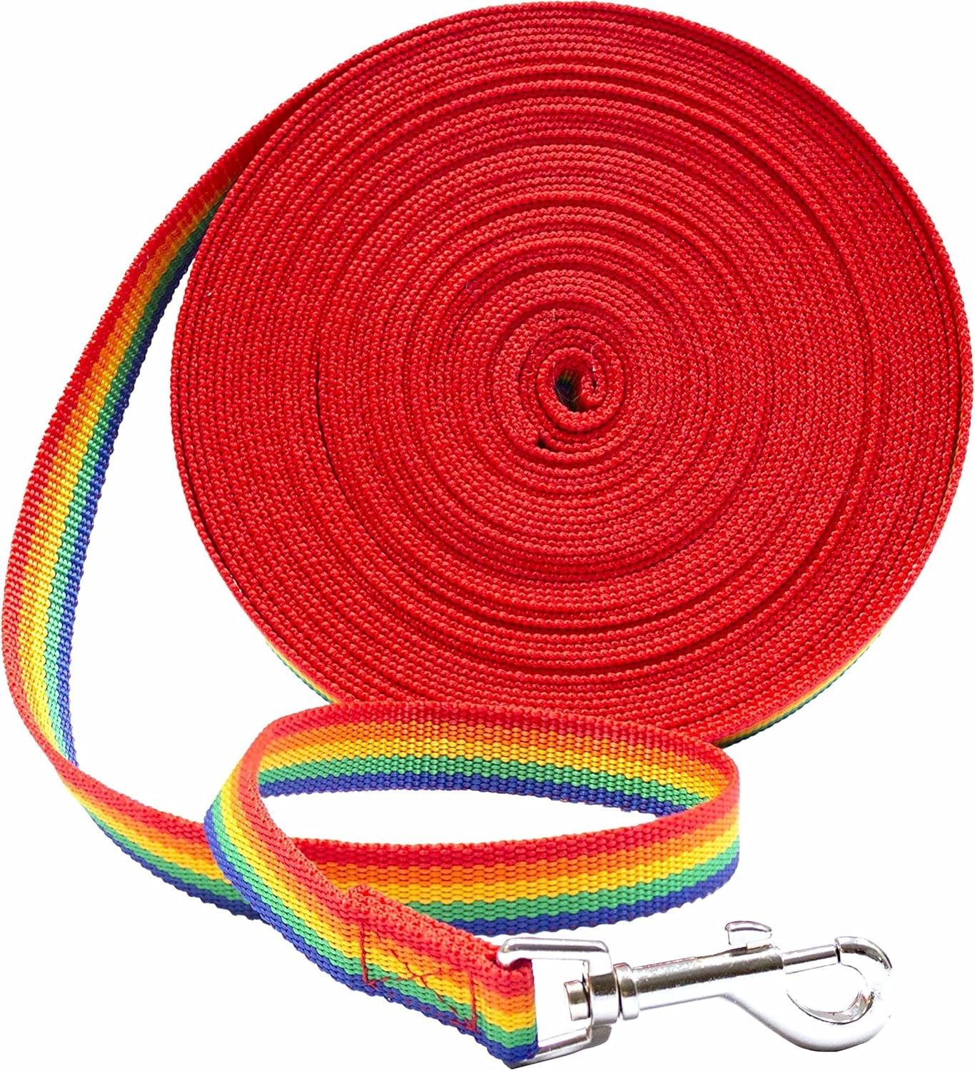 - Long Dog Leash - Dog Training Leash - Recall & Obedience Dog Training Tools - Nylon - 30 Ft - Rainbow Dog Leash