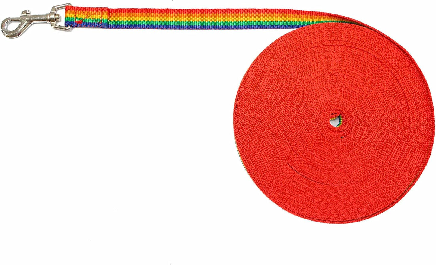 - Long Dog Leash - Dog Training Leash - Recall & Obedience Dog Training Tools - Nylon - 30 Ft - Rainbow Dog Leash