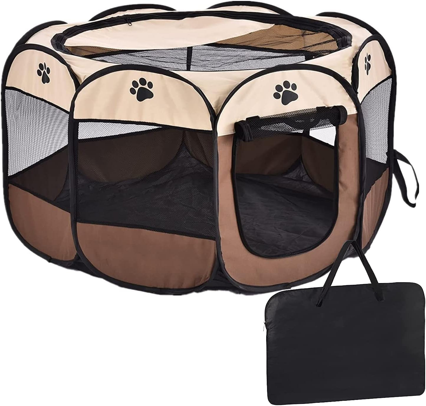 Portable Foldable Pet Playpen Puppy Exercise Kennel with Carrying Case for Dogs Cats Indoor Outdoor Travel Camping Use 45 X 45 X 23 Inch