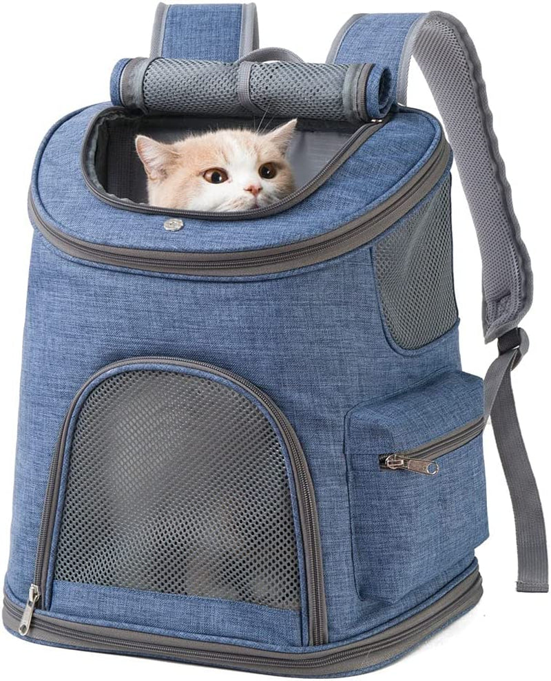 Small Pet Backpack Carrier - Cat Backpack Carrier Airline Approved - Pet Carrier Backpack for Small Dogs, Rabbits up to 14Lbs, Scratchproof Mesh Puppy Backpack for Cats, Escape-Proof Zipper