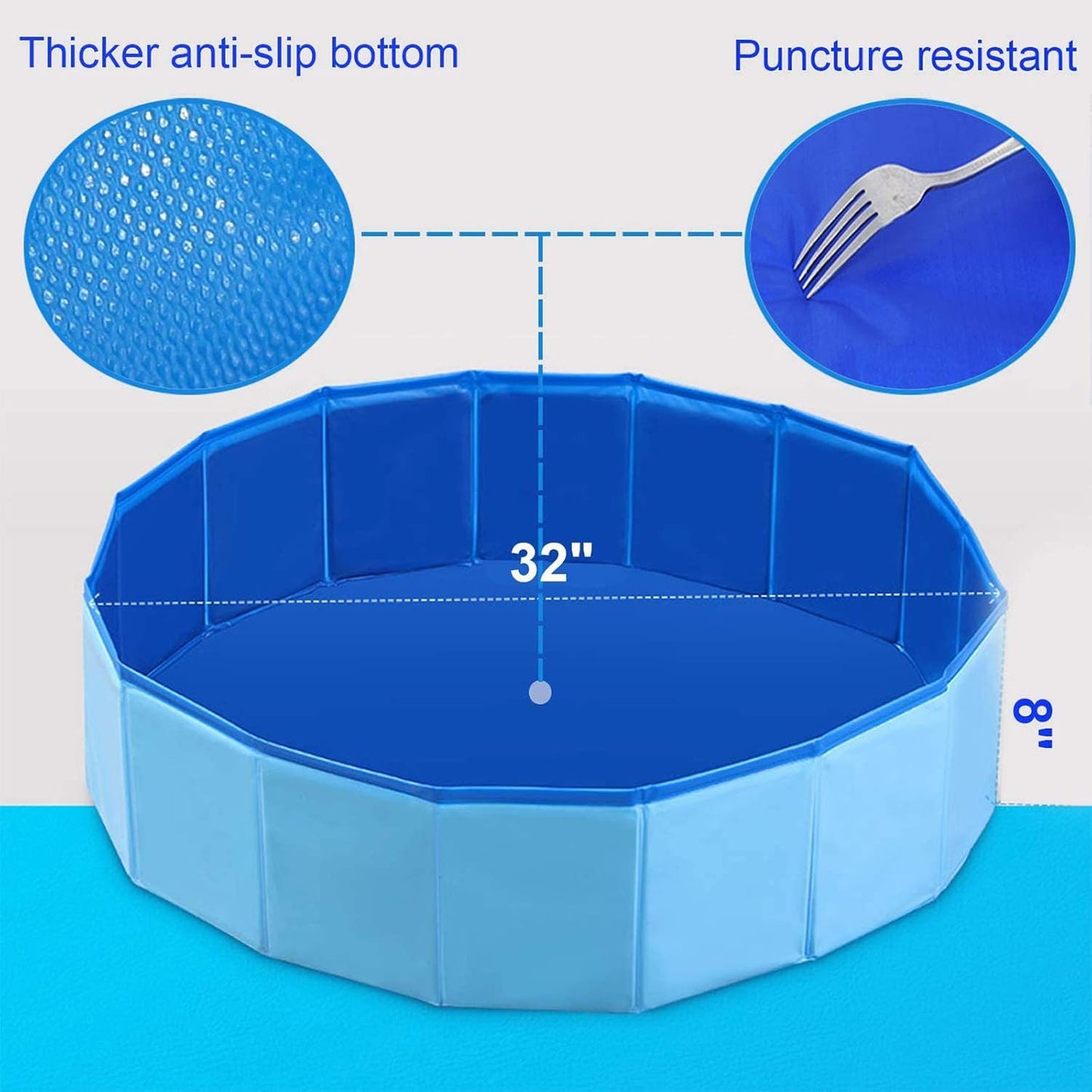 PVC Foldable Dog Pool Pet Bath Swimming Collapsible Cat Bathtub Portable Non-Slip Pet Bath Pool Outdoor Kiddie Pool Leakproof Bathing Tub Water Pond Pool for Kids Bath Pool (M),Medium