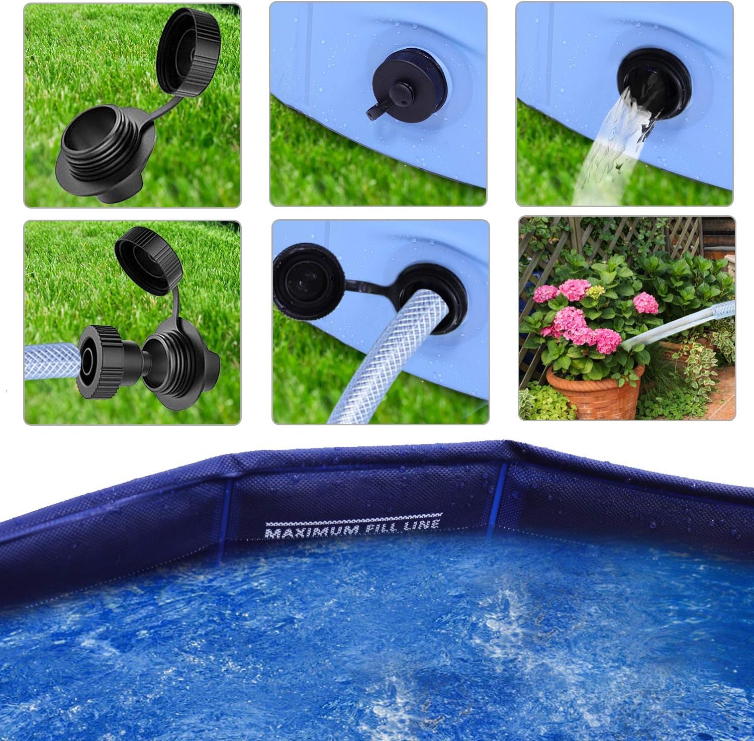 Dog Swimming Pool,  48" Pet Pools for Dogs, Slip-Resistant Kiddie Pool, Foldable PVC Dog Pet Swimming Pool for Kid Baby Pet with Pet Gloves