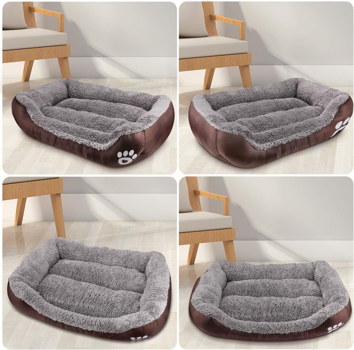 Dog Bed, Super Soft Pet Sofa Cats Bed, Non Slip Bottom Pet Lounger,Self Warming and Breathable Pet Bed Premium Bedding (M)-Coffee