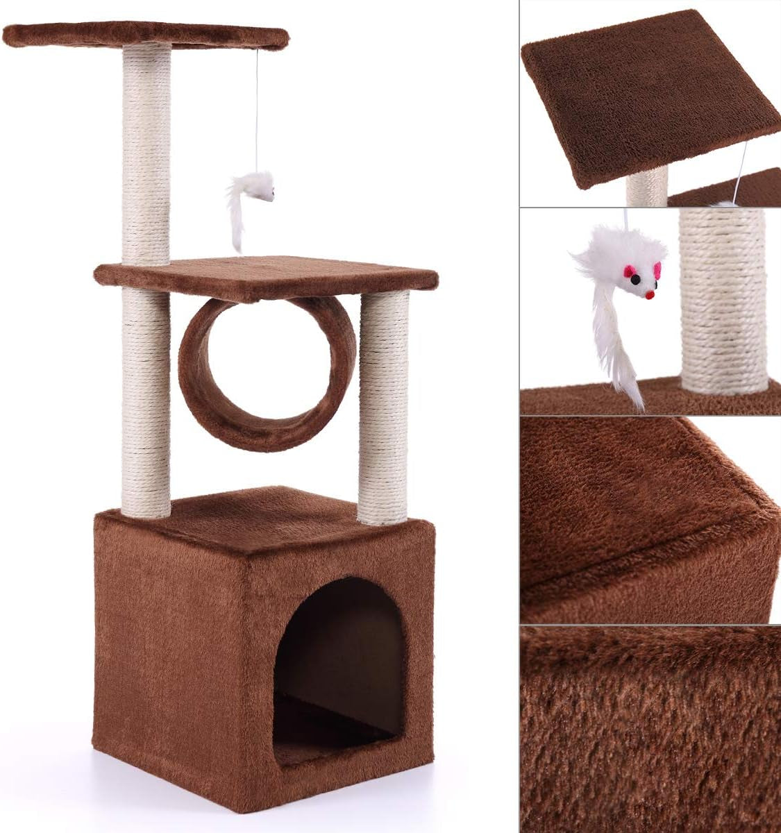 36" Kitty Tower Cat Tree Activity Climber Tower with Plush Perch and Sisal Post, Stable Pet Climbing Condo for Small and Medium Sized Cats Prime Clearance