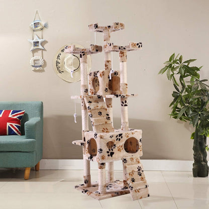 67” Tall Cat Trees and Towers with Scratching Posts Condos Hammock Resting Perch, Indoor Pet Activity Furniture Play House for Large Cats Kitty Kitten
