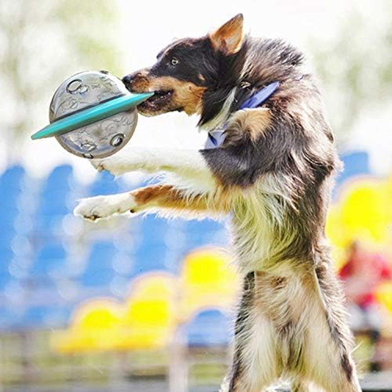 Interactive Dog & Cat Treat Ball Toy Paraflight Flyer Frisbee Design, IQ Food Dispenser Dog Puzzle Slow Feeder Funny for Small Medium Dogs Stimulation Playing Chasing Chewing