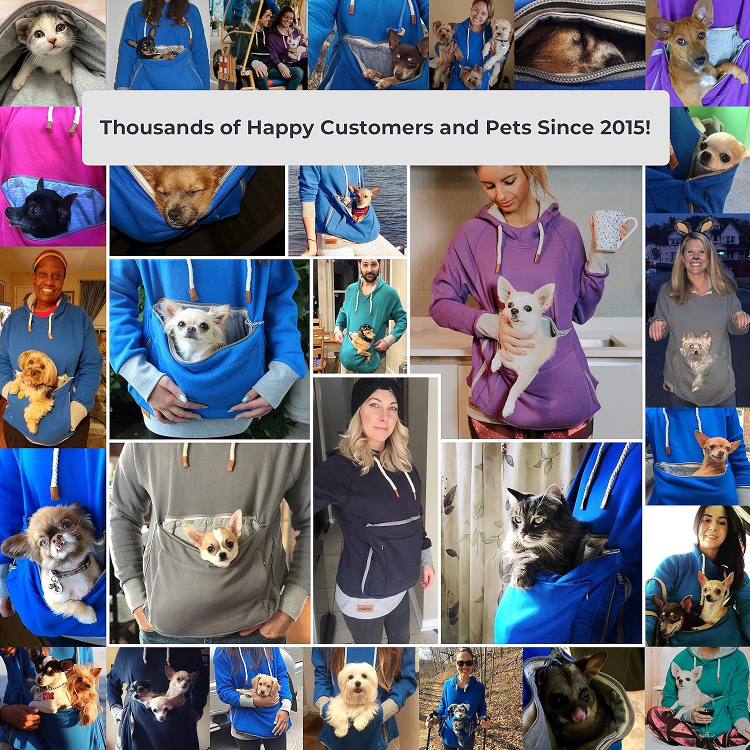 Pet Pouch Hoodie Small Pet Carrier - Dog Cat Pouch Hoodie Sweatshirt Kangaroo Pocket Holder - No Ears - Women'S Fit