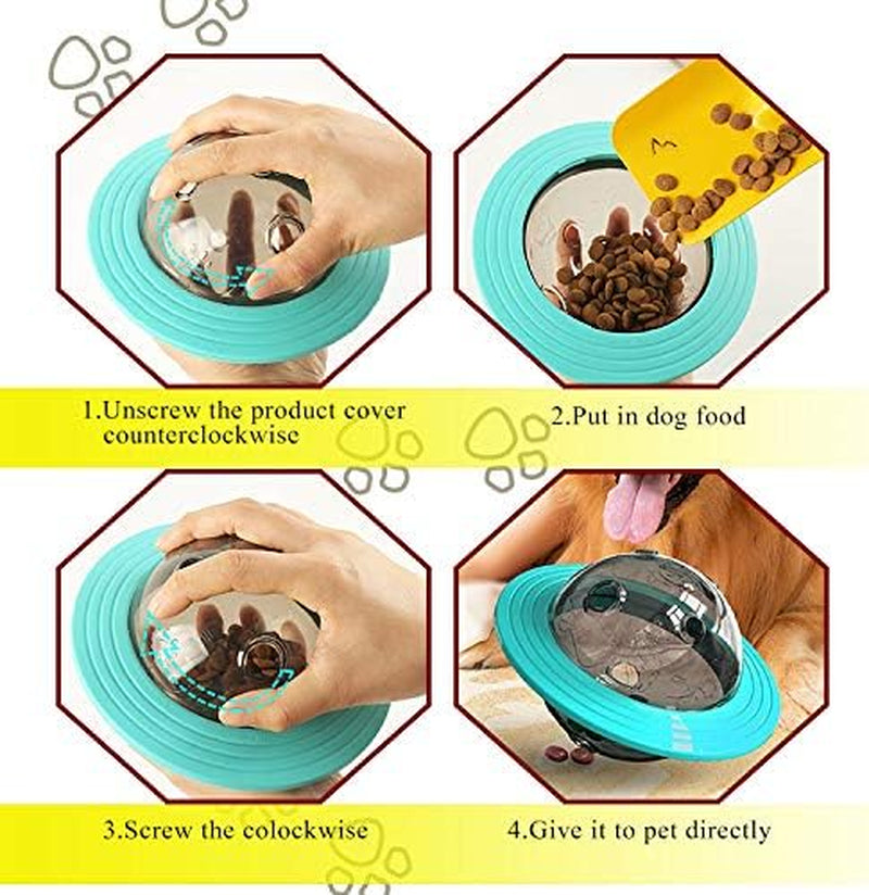 Interactive Dog & Cat Treat Ball Toy Paraflight Flyer Frisbee Design, IQ Food Dispenser Dog Puzzle Slow Feeder Funny for Small Medium Dogs Stimulation Playing Chasing Chewing