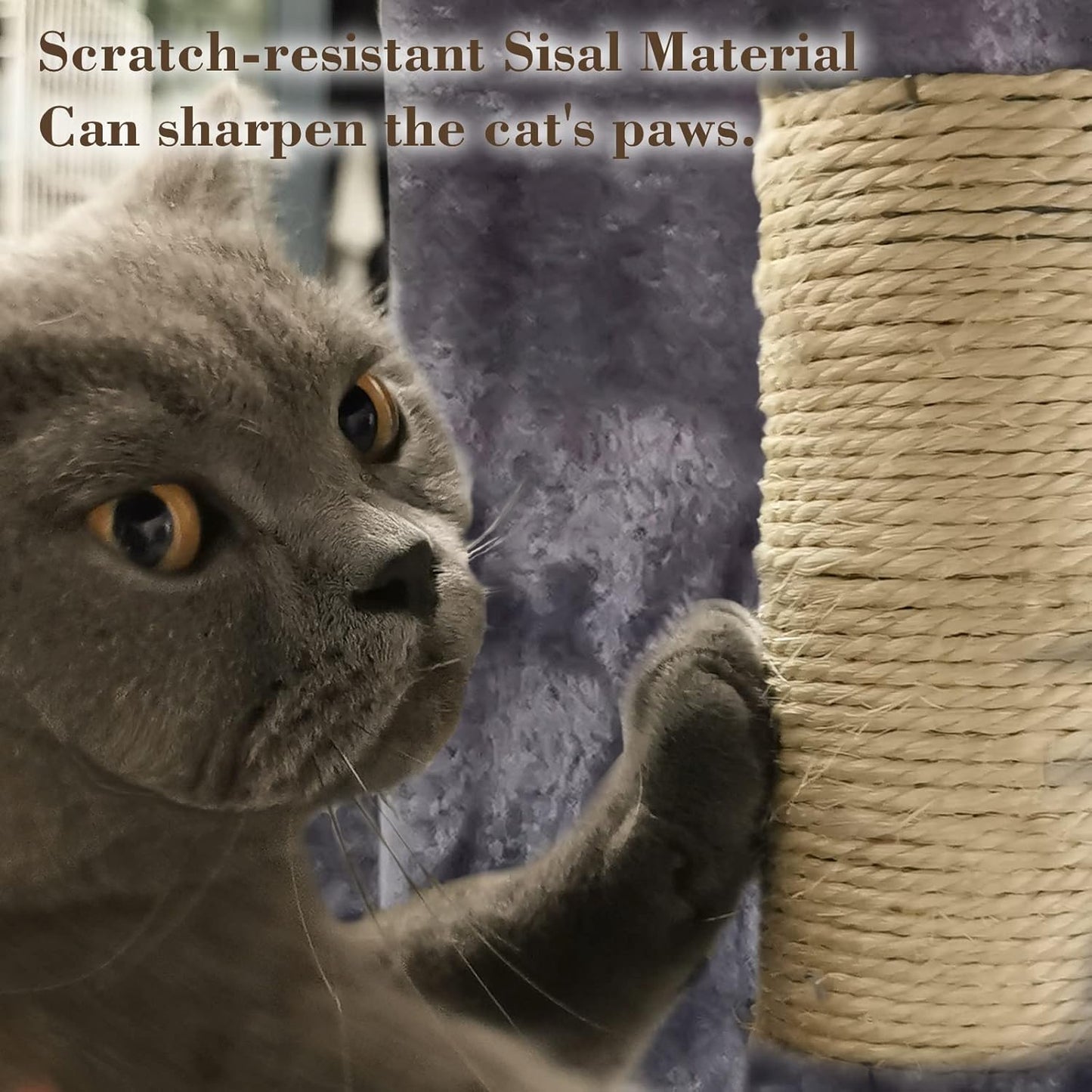Cat Tree with Scratching Post, Cat Condo Cave, Multifunction Cat Tower, Top Perch, Kitten Plush Toys, Cat Activity Center,Grey