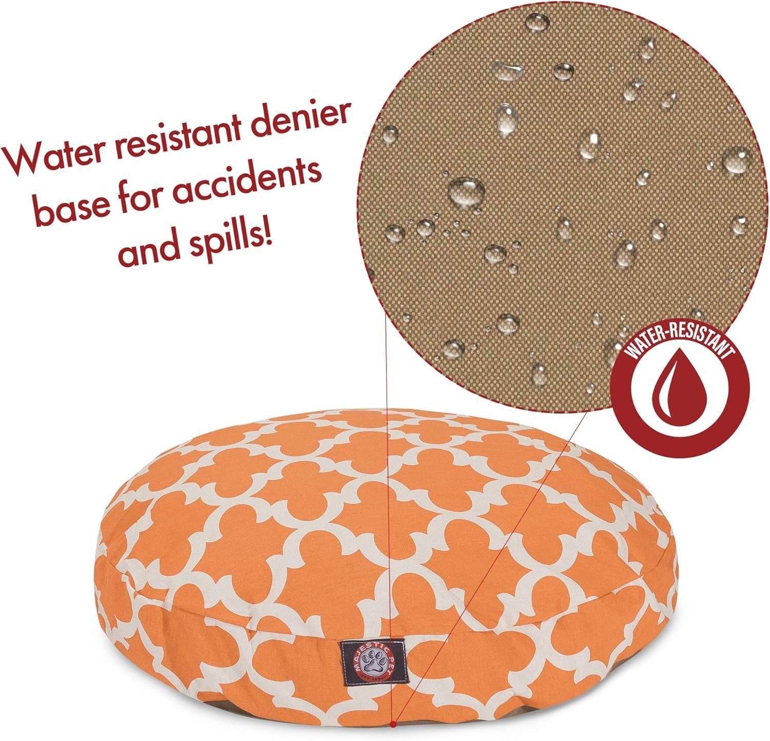 Peach Trellis Medium round Indoor Outdoor Pet Dog Bed with Removable Washable Cover by  Products