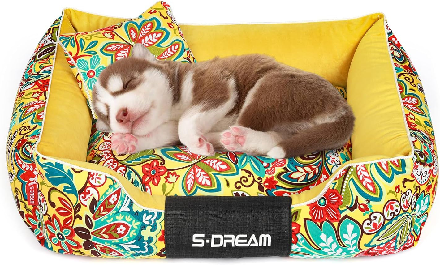 Cat and Dog Pet Bed Removable and Washable Pet Bed Creative Pet Mattress Pet Sofa Soft Thick Breathable Dog Sofa Bed Suitable for Large, Medium and Small Dogs Rectangular Sofa Pet Bed (Small)