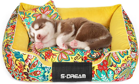 Cat and Dog Pet Bed Removable and Washable Pet Bed Creative Pet Mattress Pet Sofa Soft Thick Breathable Dog Sofa Bed Suitable for Large, Medium and Small Dogs Rectangular Sofa Pet Bed (Small)