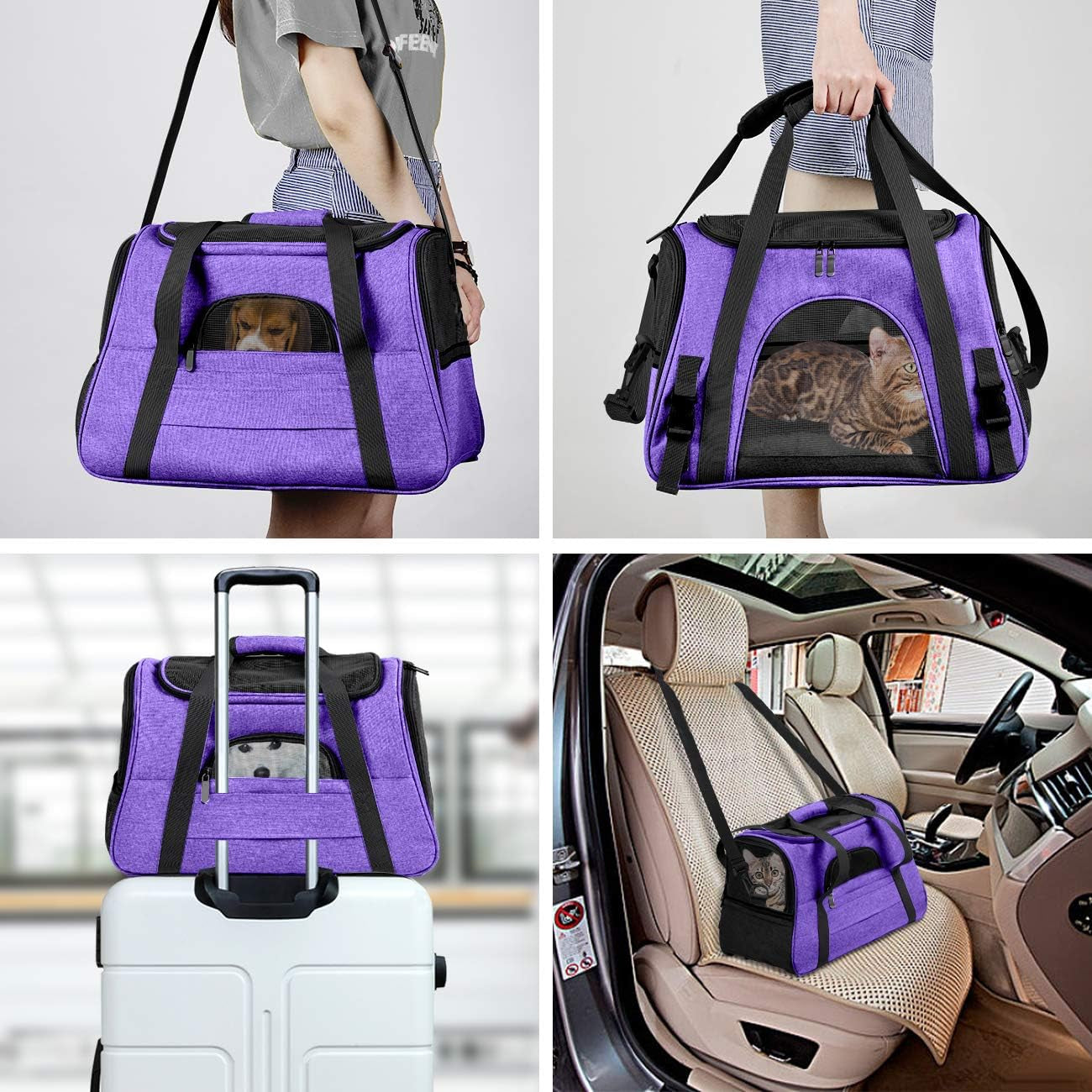 Cat Carrier Dog Carrier for Medium Dogs Dog Travel Crate Soft Slided Collapsible Pet Travel Carrier, Large (20.5" W X 13.5" H X 10" D)