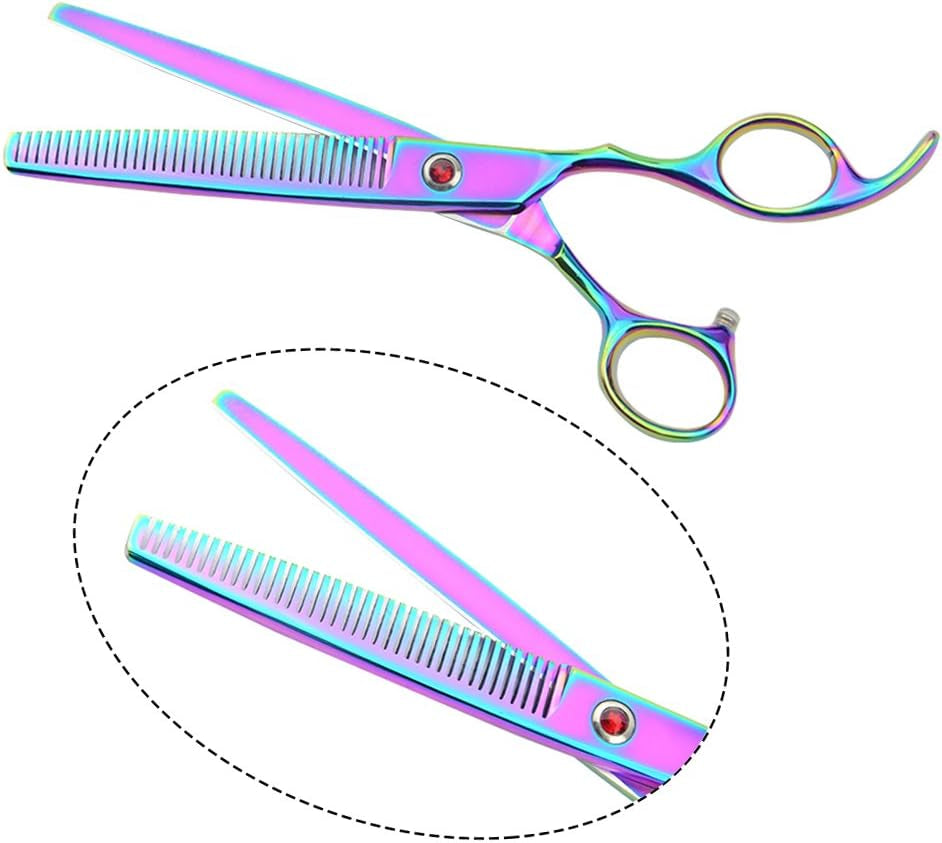 Professional PET DOG Grooming Coated Titanium Scissors Suit Cutting&Curved&Thinning Shears (8.0 Inches, Rainbow)…