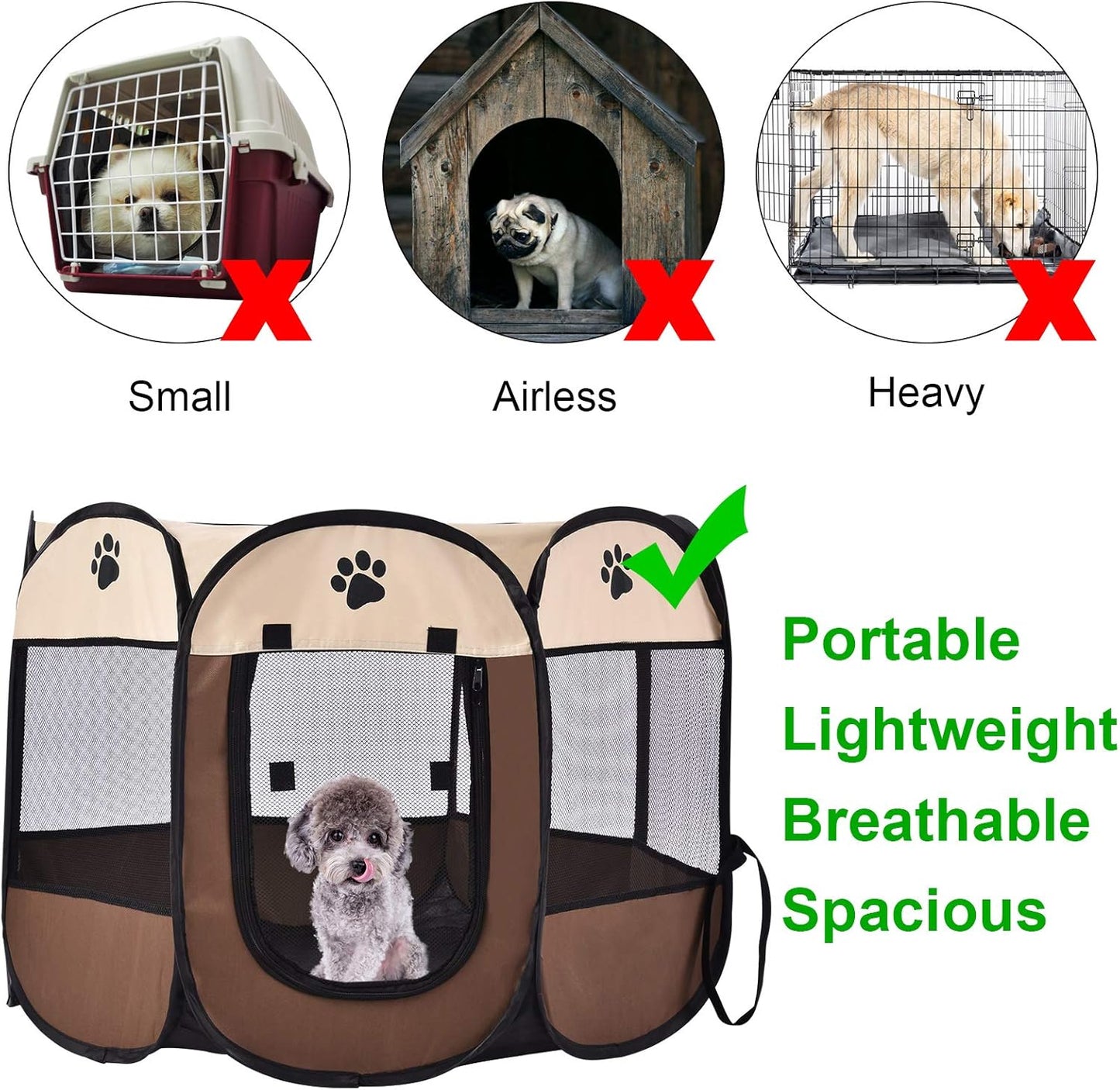 Portable Foldable Pet Playpen Puppy Exercise Kennel with Carrying Case for Dogs Cats Indoor Outdoor Travel Camping Use 45 X 45 X 23 Inch