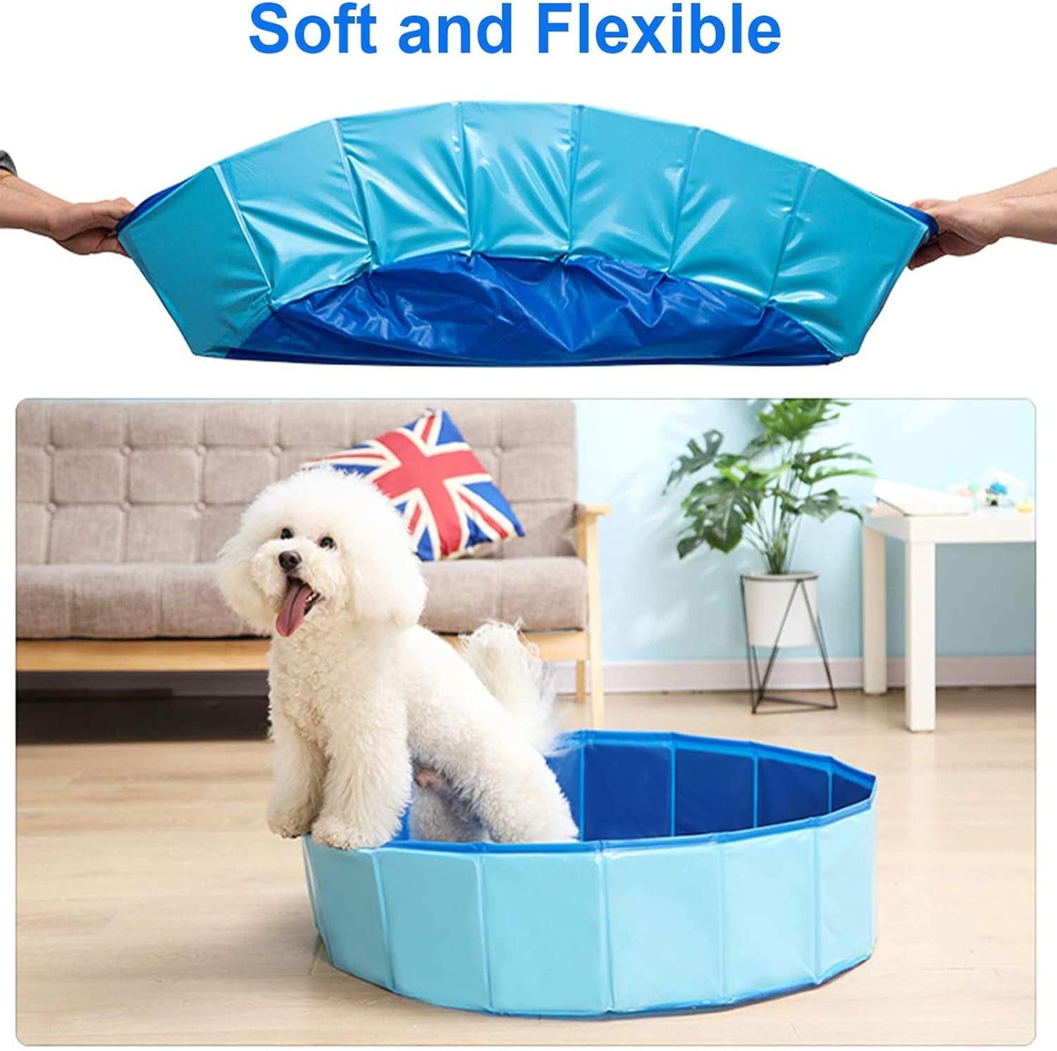 PVC Foldable Dog Pool Pet Bath Swimming Collapsible Cat Bathtub Portable Non-Slip Pet Bath Pool Outdoor Kiddie Pool Leakproof Bathing Tub Water Pond Pool for Kids Bath Pool (M),Medium