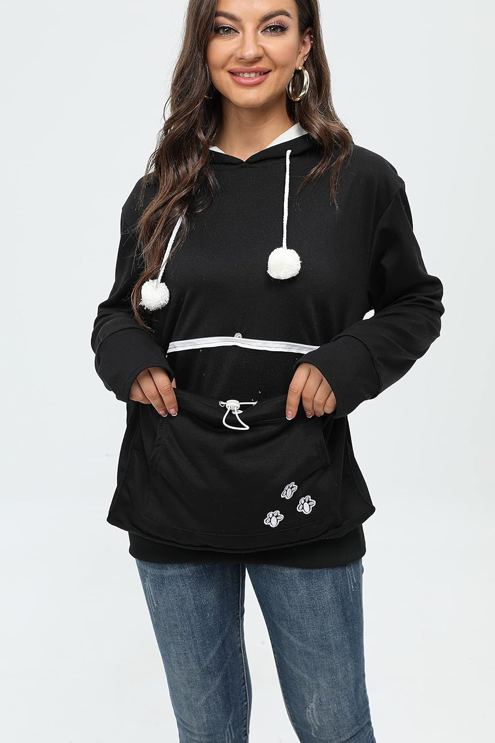 Fleece Pet Cat Small Day Pouch Hoodie Carrier Holder Carrying Sweatshirt Kangaroo Pocket