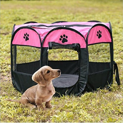 Pet Dog Puppy Playpen Dog Cat Tent Crates, Foldable Exercise Kennel Portable Playpen for Small Medium Dogs/Cats/Rabbits, Indoor Outdoor Travel Camping Use with Removable Zipper Top