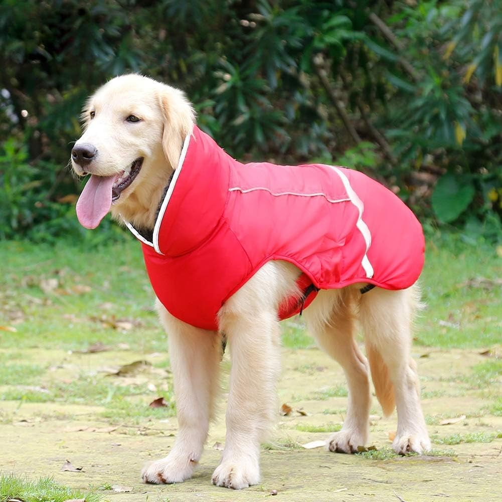 Warm Dog Coat Reflective Dog Jacket, Waterproof Dog Winter Coat Turtleneck Dog Clothes for Cold Weather, Thick Fleece Dog Snowsuit Christmas Dog Vest Pet Apparel for Small Medium Large Dogs M
