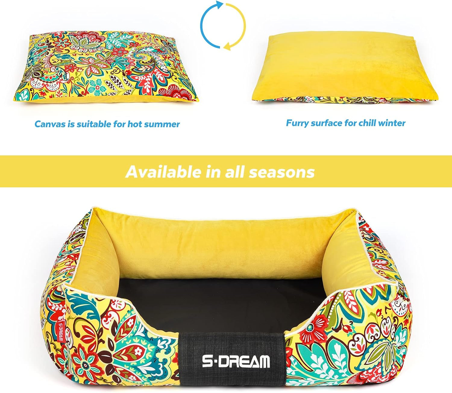 Cat and Dog Pet Bed Removable and Washable Pet Bed Creative Pet Mattress Pet Sofa Soft Thick Breathable Dog Sofa Bed Suitable for Large, Medium and Small Dogs Rectangular Sofa Pet Bed (Small)