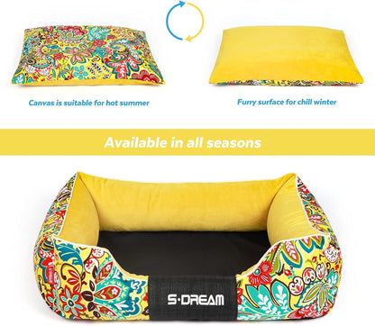 Cat and Dog Pet Bed Removable and Washable Pet Bed Creative Pet Mattress Pet Sofa Soft Thick Breathable Dog Sofa Bed Suitable for Large, Medium and Small Dogs Rectangular Sofa Pet Bed (Small)