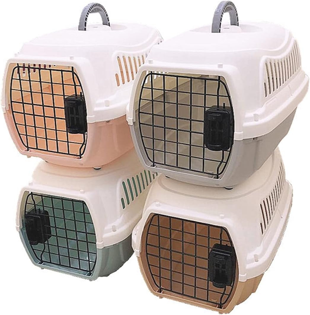 Large and Small Pet Cages, Cats, Pet Cages, Pet Cage Pet Products Cat and Dog Air Box Consignment Simple Air Cage Portable Folding Car Box Cat and Dog Cage Cat and Dog Cage Dog (Color : Khaki)