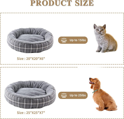 Cat Bed, Washable round Cat House for Indoor Cats, Calming Dog Bed, 20 Inch Donut Dog Bed for Small/Medium/Large Dogs, Anti-Slip & Water-Resistant Bottom…
