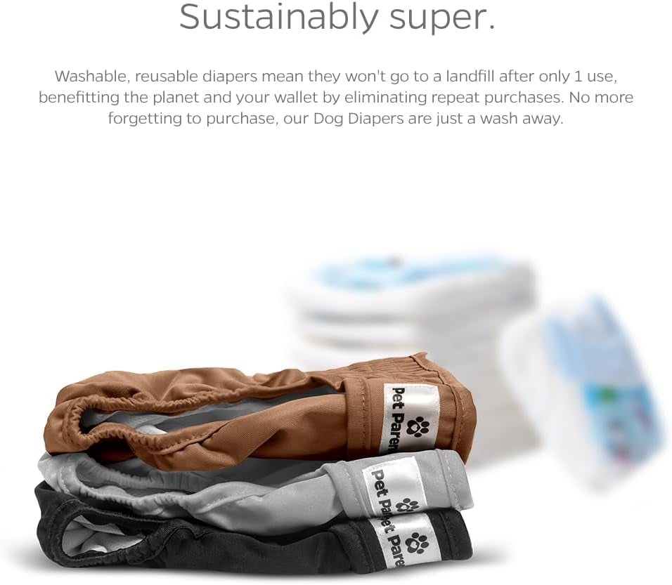 ® Washable Dog Diapers (3Pack) + Extendrs® of Durable Doggie Diapers, Premium Dog Diapers Female (X-Large, Natural)