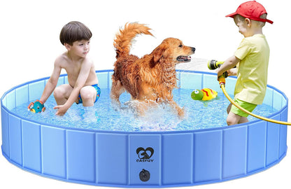 Foldable Dog Pool - 48'' / 63" Portable Dog Swimming Pool & Collapsible Swimming Pool for Small Large Dogs (63''X12'')