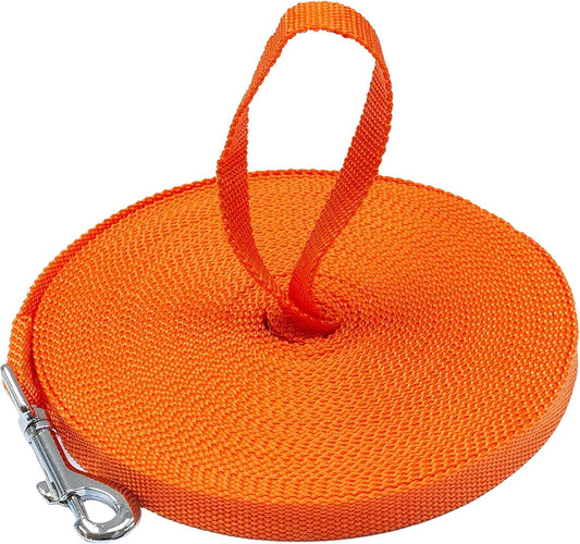 - Long Dog Leash - Dog Training Leash - Recall & Obedience Dog Training Tools - Nylon - 150 Ft - Orange Dog Leash