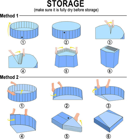 Foldable Dog Pool - 48'' / 63" Portable Dog Swimming Pool & Collapsible Swimming Pool for Small Large Dogs (63''X12'')
