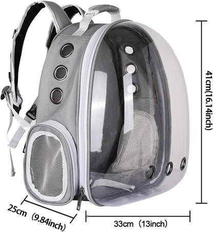 Pet Carrier, Cat/Dog Bubble Backpack, Pet Travel Bag, Small Space Pet Capsule,Airline-Approved Ventilate Transparent Capsule Backpack for Travel and Outdoor Use (Grey)