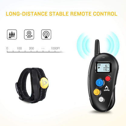Dog Training Collar IPX7 Waterproof, Fast Rechargeable Shock Collar for Dogs with 1600FT Long Remote Range, 3 Modes Beep/Vibration/Shock E-Collar for Small Medium Large Dog(Ac Adapter Included)