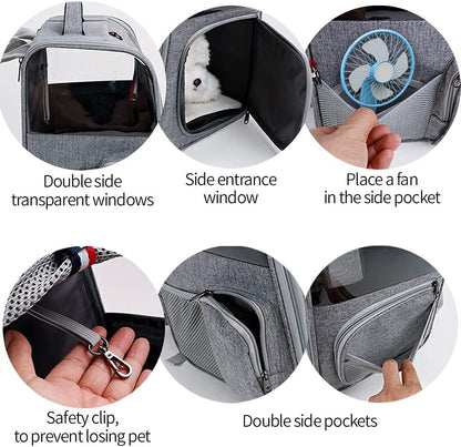 Pet Carrier Backpack Expandable Collapsible Dog Backpack Carrier for Small Dogs Cats, Breathable Pet Backpack Bag for Travel (11Black)