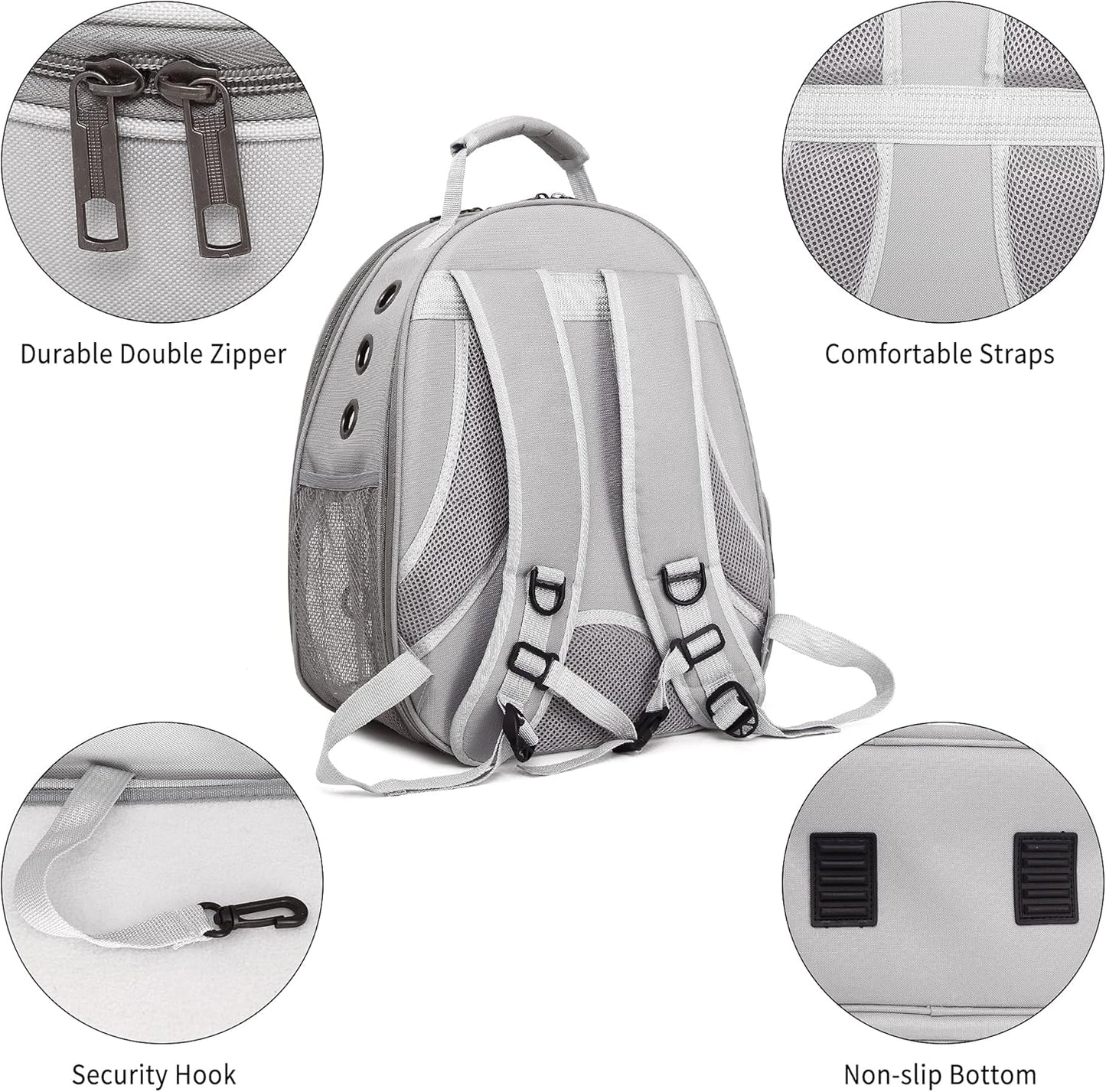 Cat Backpack Carrier, Ventilate Transparent Pet Backpack for Small Dogs Hiking, Travel, Outdoor, Airline-Approved Space Capsule Backpack (Grey)