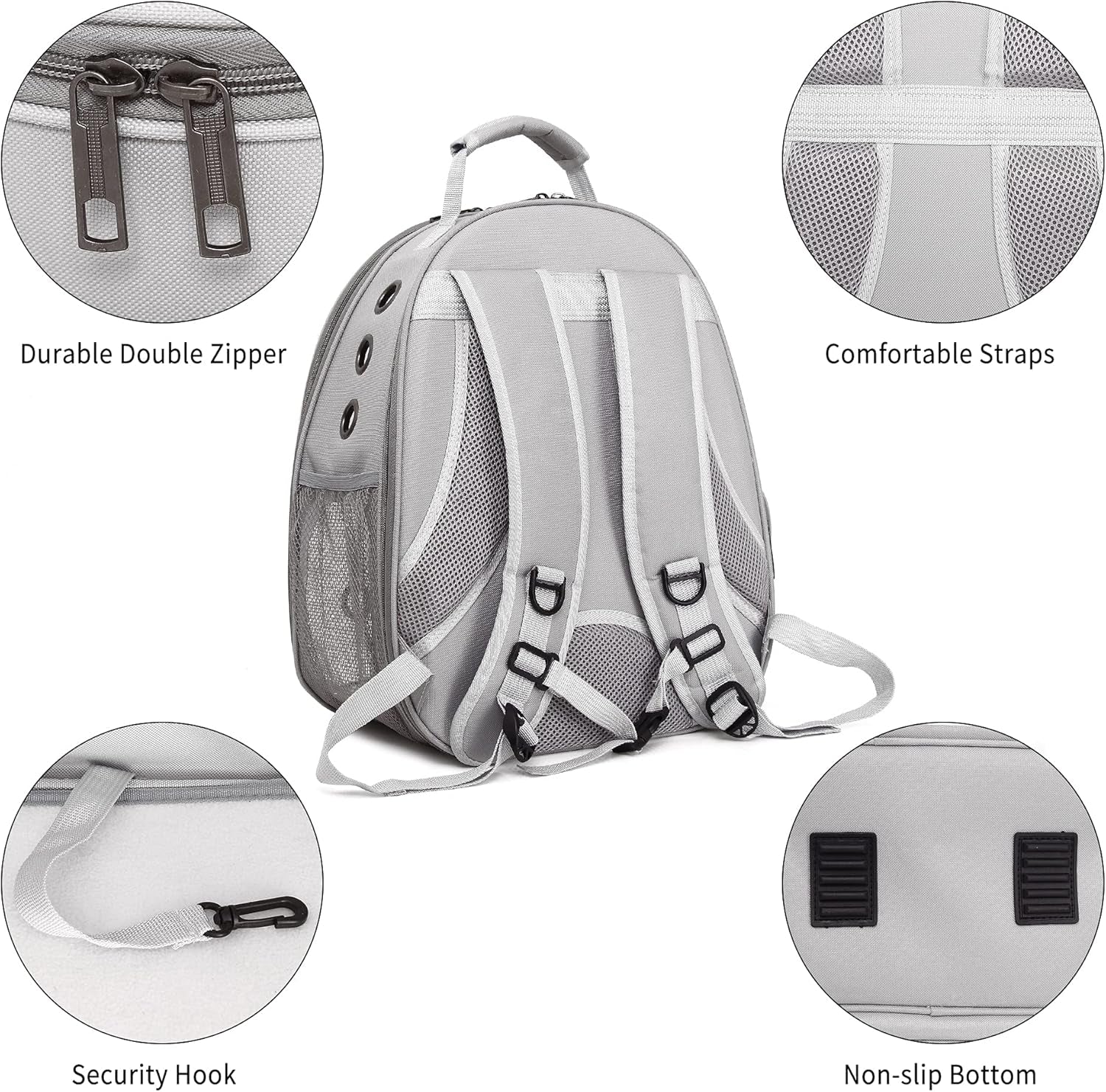 Cat Backpack Carrier, Ventilate Transparent Pet Backpack for Small Dogs Hiking, Travel, Outdoor, Airline-Approved Space Capsule Backpack (Grey)