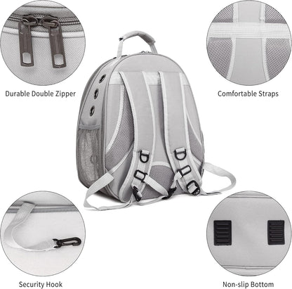 Cat Backpack Carrier, Ventilate Transparent Pet Backpack for Small Dogs Hiking, Travel, Outdoor, Airline-Approved Space Capsule Backpack (Grey)