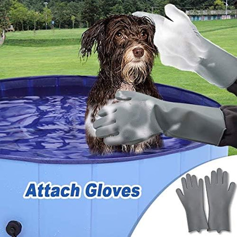 Dog Swimming Pool,  48" Pet Pools for Dogs, Slip-Resistant Kiddie Pool, Foldable PVC Dog Pet Swimming Pool for Kid Baby Pet with Pet Gloves