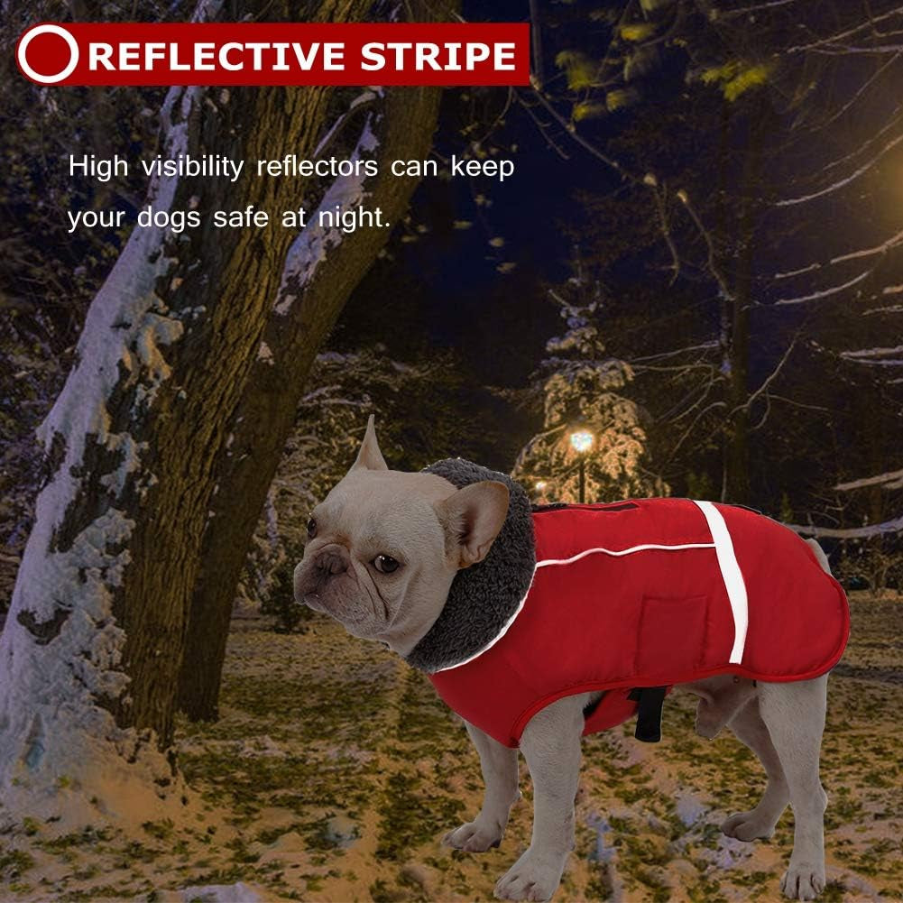 Warm Dog Coat Reflective Dog Jacket, Waterproof Dog Winter Coat Turtleneck Dog Clothes for Cold Weather, Thick Fleece Dog Snowsuit Christmas Dog Vest Pet Apparel for Small Medium Large Dogs M