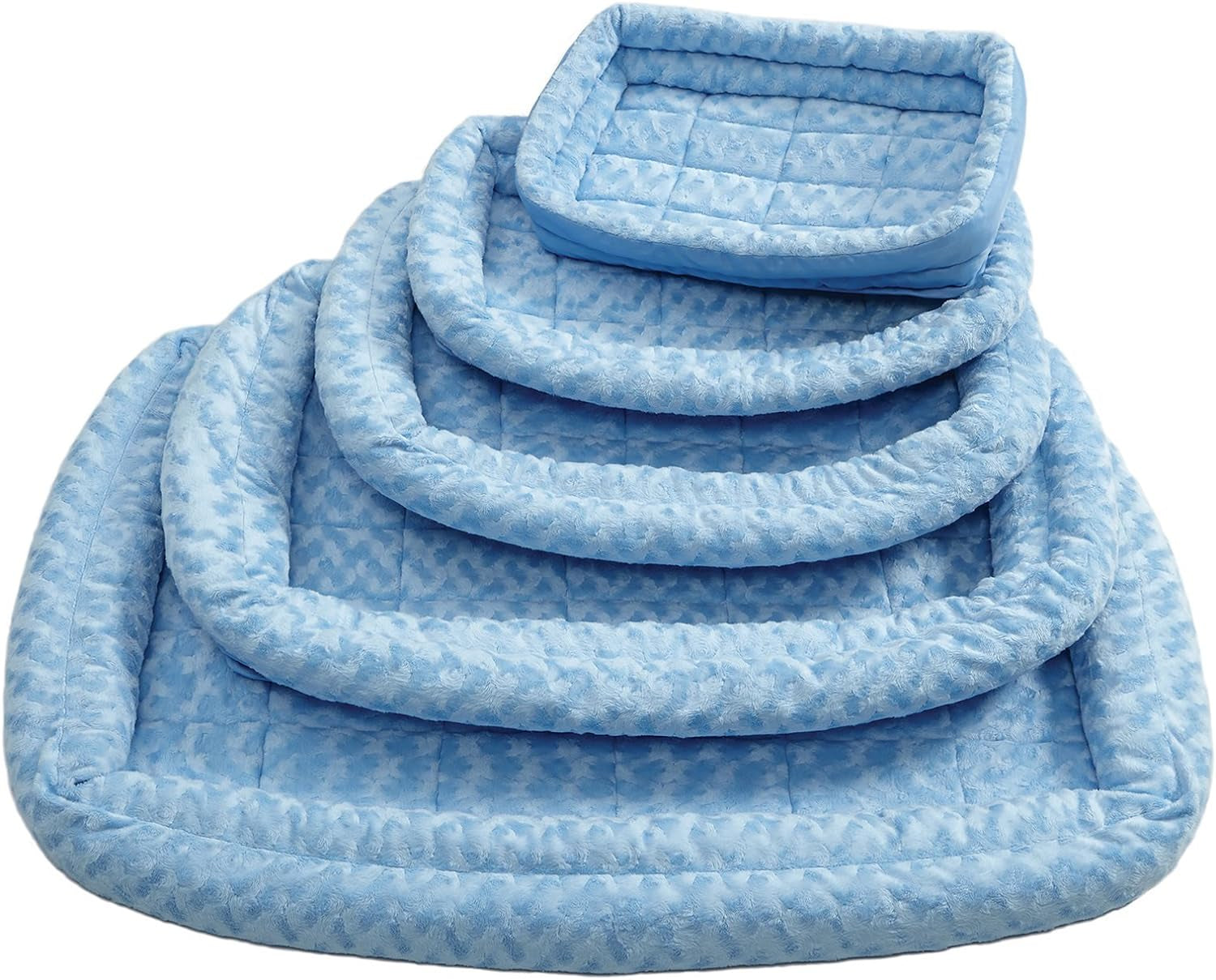 Double Bolster Pet Bed | Blue 30-Inch Dog Bed Ideal for Medium Dog Breeds & Fits 30-Inch Long Dog Crates