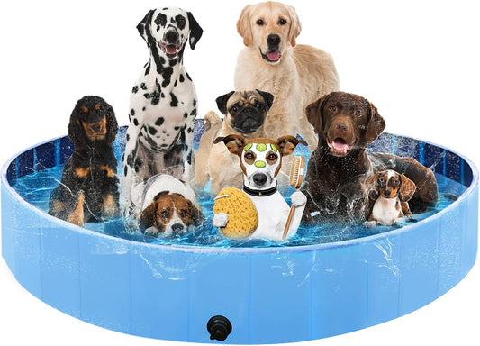 Foldable Dog Pet Pool - Large Foldable Bathing Tub for Dogs Cats, Portable Kiddie Pool, Indoor Outdoor Swimming Pool for Pet, PVC Non-Slip Pet Dog Cat Bathing Tub Children Pet Dog Pool