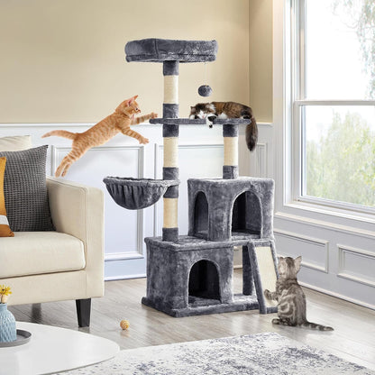 53.5Inches Cat Tree Large Cat Tower W/Premium Scratching Posts, Condos and Hanging Balls, Sturdy Pet Play House for Indoor Cats, Dark Gray