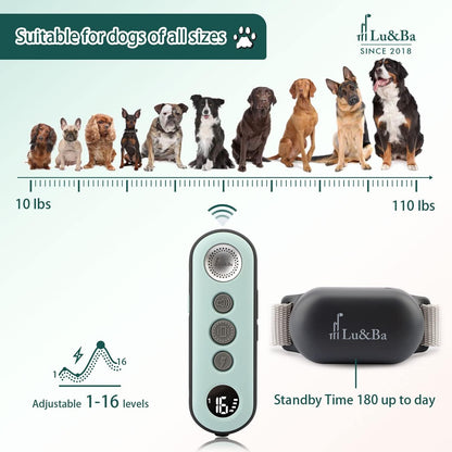 Dog Shock Collar, Rechargeable Dog Training Collar with Remote 3000Ft Waterproof E Collar with 3 Safe Mode Beep Vibration and 16 Shock Level for 10-110Lb Small Medium Large Dogs