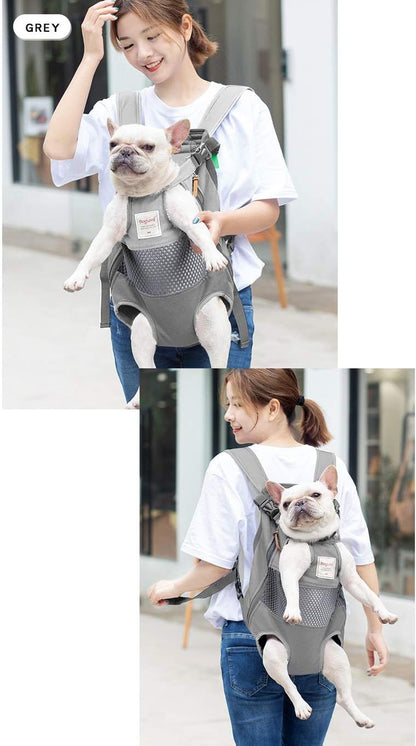 Dog Carrier Backpack - Legs Out Front - Facing Pet Carrier Backpack for Small Medium Large Dogs, Airline Approved Handsa - Canvas Mesh Free Cat Travel Bag for Walking Hiking Bike and Motorcycle